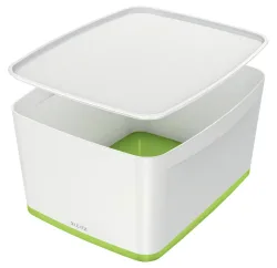 LEITZ MyBox Gross, mit Deckel 18lt 52161054 weiss/gr&uuml;n