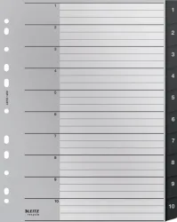 LEITZ Register Recycle PP schwarz A4 1208-00-00 Zahlen 1-10