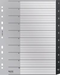 LEITZ Register Recycle PP schwarz A4 1208-00-00 Zahlen 1-10