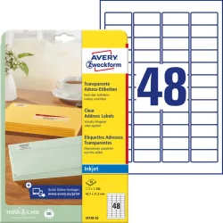 AVERY ZWECKFORM Etiketten 45,7x21,2mm J4720-25 transparent 1200 St&uuml;ck