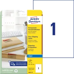 AVERY ZWECKFORM Etiketten 210x297mm J8567-25 transparent 25 St&uuml;ck
