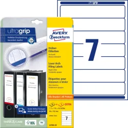 AVERY ZWECKFORM Ordner-Etiketten 38x192mm L4760-25 weiss 210 St&uuml;ck/25 + 5 Blatt