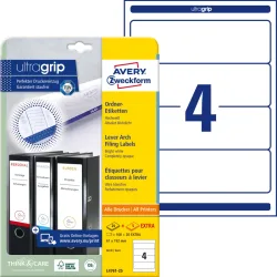 AVERY ZWECKFORM Ordner-Etiketten 61x192mm L4761-25 weiss 120 St&uuml;ck/25 + 5 Blatt