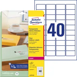 AVERY ZWECKFORM Adressetiketten 45,7x25,4mm L4770-25 Laser, transp. 1000Stk./25Bl.
