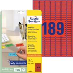 Avery L6036-20 Rot Selbstklebendes Druckeretikett Druckeretikett