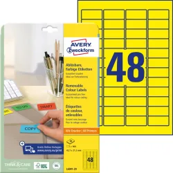 AVERY ZWECKFORM Etiketten 45,7x21,2mm L6041-20 gelb 960Stk./20Bl.