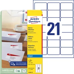 AVERY ZWECKFORM Adressetiketten 63,5x38,1mm J8160-25 weiss 525 St&uuml;ck