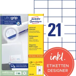AVERY ZWECKFORM Etiketten 70x42,3mm 3652-200 weiss 4620 Stk./200+20 Blatt