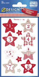 Z-DESIGN Sticker Weihnachten 52890Z Sterne 1-24 3 St&uuml;ck