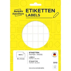 AVERY ZWECKFORM Universaletiketten 18x12mm 3312 weiss 1800 Stk./25 Bl.