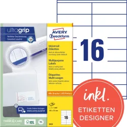 AVERY ZWECKFORM Etiketten 105&times;35mm 3423 weiss 1600 Stk./100 Blatt