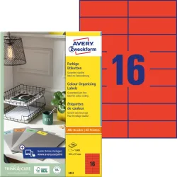 AVERY ZWECKFORM Etiketten 105&times;37mm 3452 rot 1600 St&uuml;ck