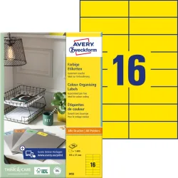 AVERY ZWECKFORM Etiketten 105x37mm 3455 Universal, gelb 100Bl./16St.