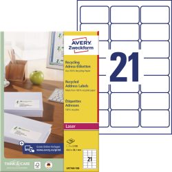 AVERY ZWECKFORM Adressetiketten 63,5x38,1mm LR7160100 recycling 2100 St&uuml;ck