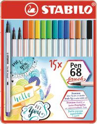 STABILO - Fasermaler mit Pinselspitze Pen 68 brush - 15er Etui Metall