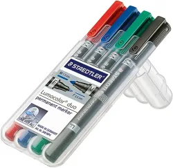 STAEDTLER Lumocolor Duo F/M 348WP4 4 Farben, Etui