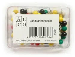 ALCO Landkartennadeln 5mmx16mm 626A farbig ass. 60 St&uuml;ck
