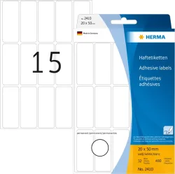 HERMA Universal-Etiketten 20x50mm 2410 weiss 480 St&uuml;ck/32 Blatt