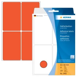 HERMA Etiketten 52&times;82mm 2492 rot 128 St&uuml;ck