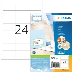 HERMA Universal-Etikett. 64,6x33,8mm 4262 weiss 2400 St./100 Blatt