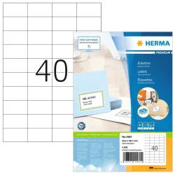 HERMA Universal-Etikett. 52,5x29,7mm 4461 weiss 4000 St./100 Blatt
