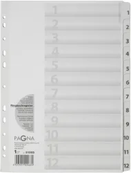 PAGNA Register Karton weiss A4 31005-08 12-teilig, 1-12