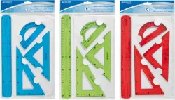 WESTCOTT Geometrie-Set Flexi E-1030200 blau/rot/gr&uuml;n 4-teilig