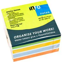 INFO Haftnotizen Cube 75x75mm 5654-52 ass. 450 Blatt