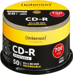 INTENSO CD-R Cake Box 80MIN/700MB 1801125 52x Printable 50 Pcs