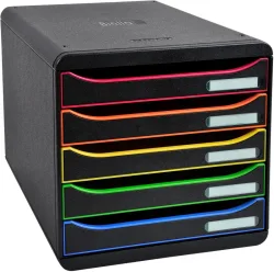 BIELLA Schubladenbox PLUS BIGBOX A4+ 030991402BID schwarz/Harlekin, 5 Schubl.