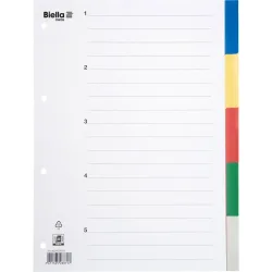 BIELLA Register PP farbig A4 479005.00 5-teilig, blanko, &uuml;berbreit