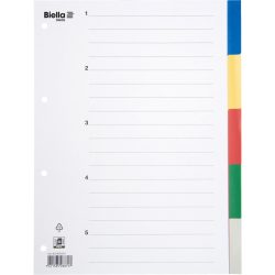 BIELLA Register PP farbig A4 479005.00 5-teilig, blanko, &uuml;berbreit