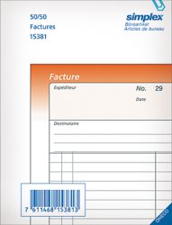 SIMPLEX Rechnungen F A5 15401F orange/weiss 50x3 Blatt