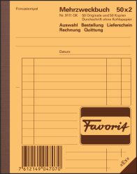 FAVORIT Mehrzweckbuch Deutsch A6 9111 OK Durchschreibepapier 50x2 Blatt