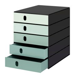 STYRO Systembox stryoval 24x33x32cm 14-8000.95 gr&uuml;n/schwarz 5 Schubladen