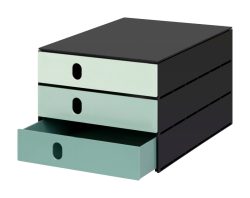 STYRO Systembox stryoval 24x33x20cm 14-8050.95 gr&uuml;n/schwarz 3 Schubladen