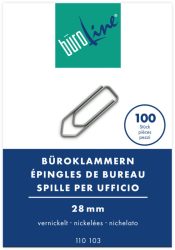 B&Uuml;ROLINE B&uuml;roklammern Gr.3 110103 vernickelt, 28mm 100 St&uuml;ck