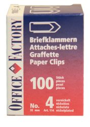SMART OFFICE B&uuml;roklammern Gr.4 114 vernickelt, 32mm 100 Stk.