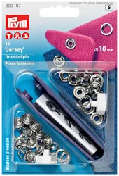 Prym Druckkn&ouml;pfe Jersey Ring, silber 10 mm, Karte 10 St&uuml;ck