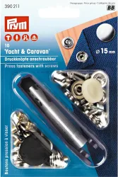 Prym Druckkn&ouml;pfe Caravan, silber 15 mm, Karte 10 St&uuml;ck