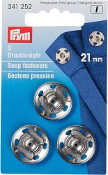 Prym Ann&auml;hdruckkn&ouml;pfe, silber, nickelfrei 21 mm, Karte 3 St&uuml;ck