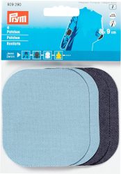 Prym Patches Jeans, hellblau & dunkelblau 9 x 8 cm, Karte 2 Paar, aufb&uuml;gelbar