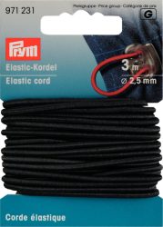 Prym Elastic-Kordel, schwarz 2.5 mm, Karte 3 m