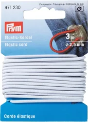 Prym Elastic-Kordel, weiss 2.5 mm, Karte 3 m