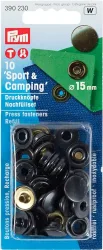 Prym Druckkn&ouml;pfe Camping, zum nachf&uuml;llen, br&uuml;niert 15 mm, Karte 10 St&uuml;ck