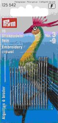 Prym Crewelnadeln Stahl, silber Nr. 3-9, Karte 16 St&uuml;ck