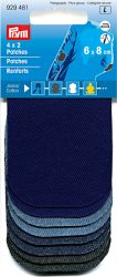 Prym Mini Patches, jeans, sortiert 8 x 6 cm, Karte 8 St&uuml;ck, Baumwolle