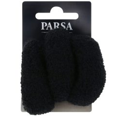 Parsa Zopfhalter gross, dick, Frottee, schwarz 3 Stk.