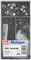 Prym Druckknopf Anorak, br&uuml;niert 15 mm, Dose 100 Stk., Multipac