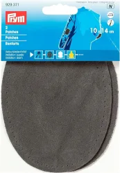 Prym Patches Velourslederimitat, mittelgrau 10 x 14 cm, aufb&uuml;gelbar